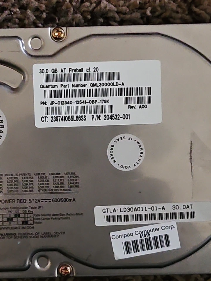 COMPAQ 40GB IDE HARD DRIVE QUANTUM FIREBALL QML3000LD-A - Image 2 of 3