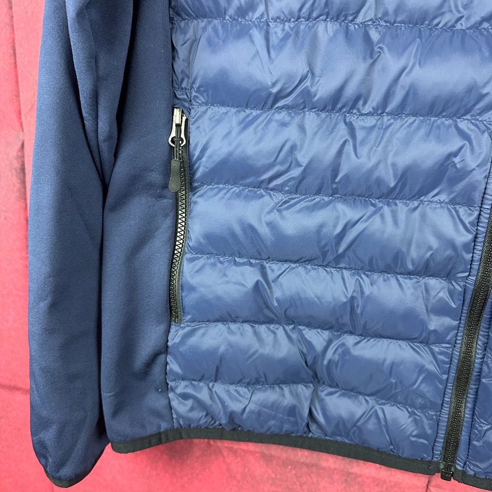 32 DEGREES HEAT HOODED MEN'S PUFFER JACKET NAVY BLUE FULL ZIP POCKETS SIZE L - Image 3 of 4
