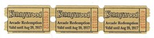 KENNYWOOD 2017 ARCADE REDEMPTION TICKET. LOT ...