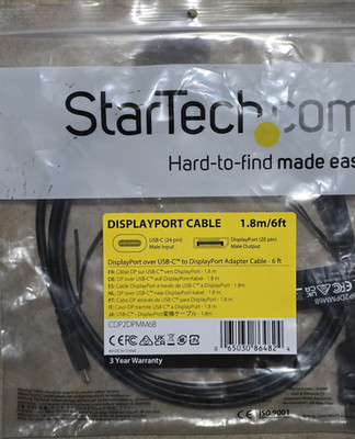 StarTech USB-C to DisplayPort Cable 1.8m/6ft CDP2DPMM6B Black