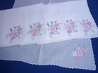 6 MADEIRA HAND EMBROIDERY  APPLIQUED WHITE LINEN DINNER NAPKINS 18 1/2" x 18" — photo 1