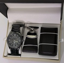 U.S. Polo Assn. Men's 3-Piece Accessory Set Watch Keychain Wallet Metal Leather