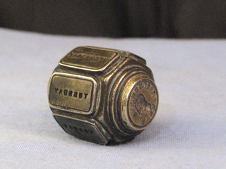 VICTORIAN BRASS ANTIQUE MULTI SEAL EVER FAITHFUL DOG WEEK DAYS LOVE & TRUTH FOB