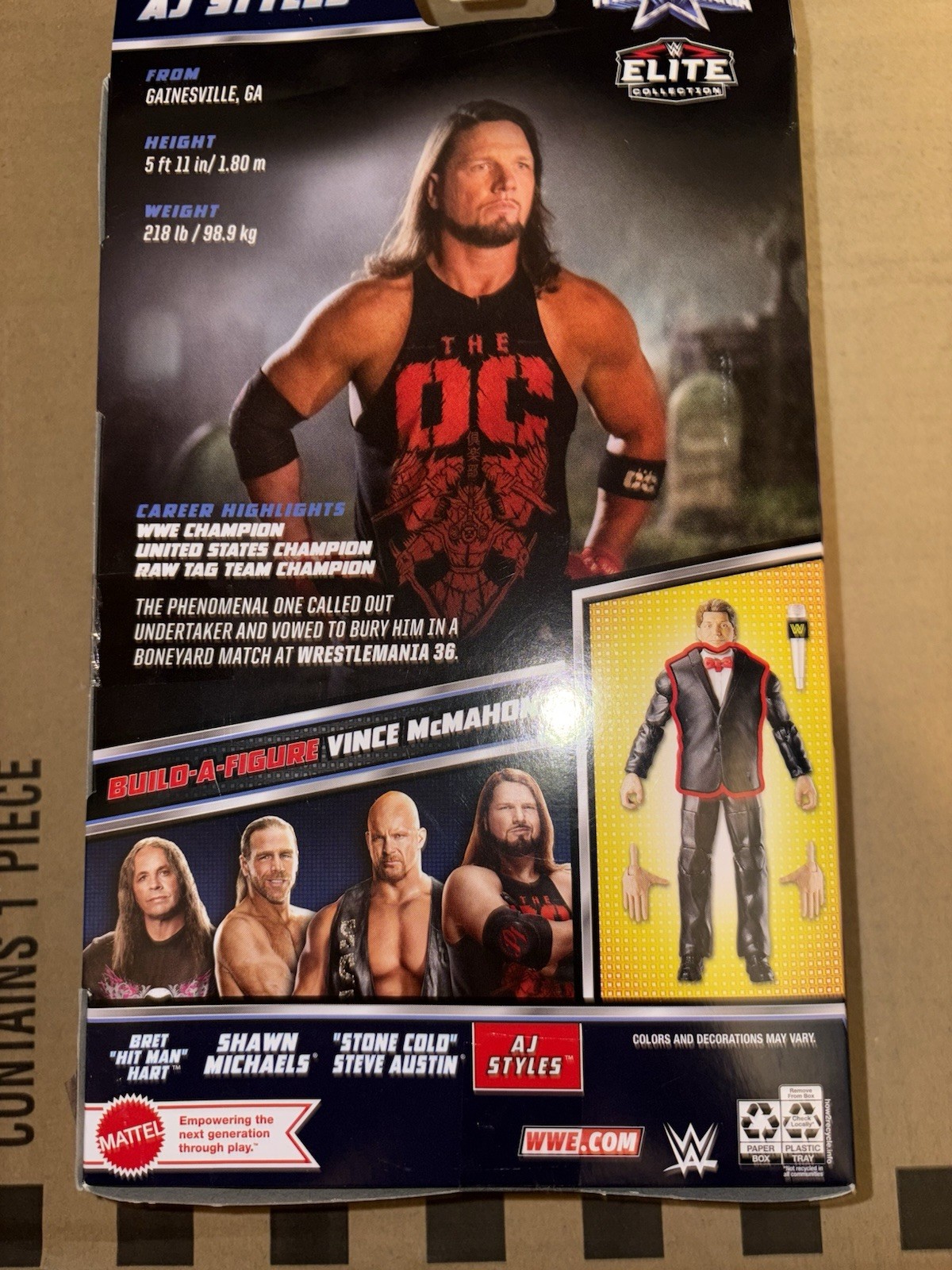 WWE Mattel Elite Wrestlemania 38 AJ Styles Figure, Legends, Ultimate, BAF Vince