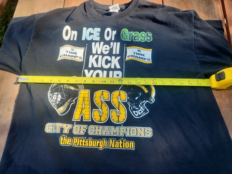 Camiseta negra vintage Pittsburgh Steelers Penguins para hombre XL Ice Or Grass Champions Foto 3 de 4