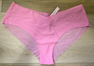 NWT Victoria's Secret Pink Smooth Sheer Palms No-Show Laser Cheeky Panties L