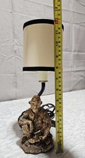 Whimsical Monkey Table Lamp   Resin Figurine Accent Lamp w/ Shade