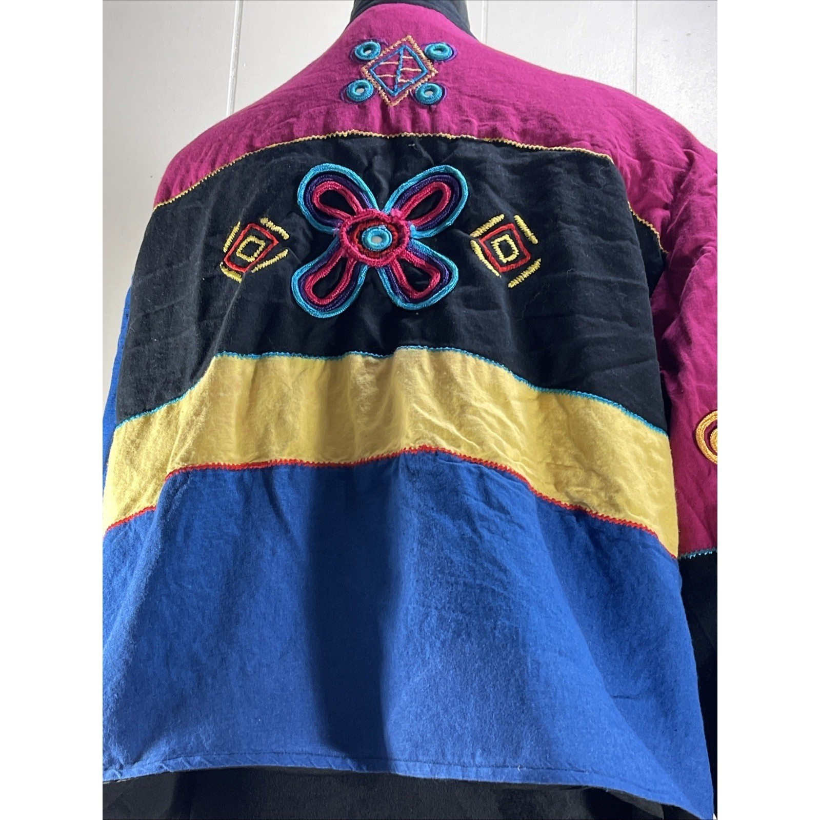 Abstract Patchwork Embroidered Jacket Kimono Coll… - image 14
