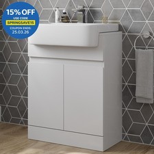 Freestanding Vanity Unit with Basin Ceramic Semi Recessed Sink 620mm White Gloss