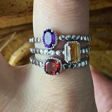 Multi Gemstone Stackable Ring Set Size 8