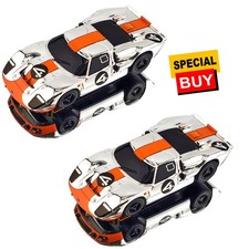 AFX Ford GT40 MKII 4 Mirror Chrome / Orange Mega G Chassis HO Slot Car 2 