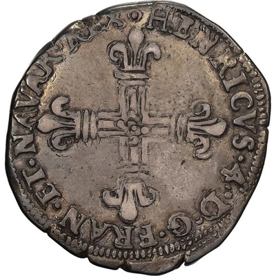 France, Henri IV, 1/4 Écu de Navarre, 1598, Saint-Palais, Argent, TB+ - Photo 1/2