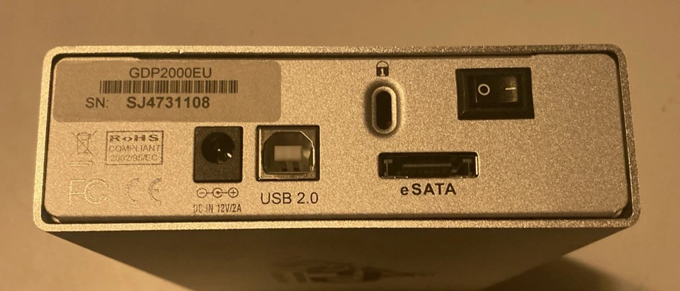 GreenDrive eSATA & USB 2.0 Hard Drive 2000GB GDP2000EU PC & Mac Compatible - Image 3 of 4