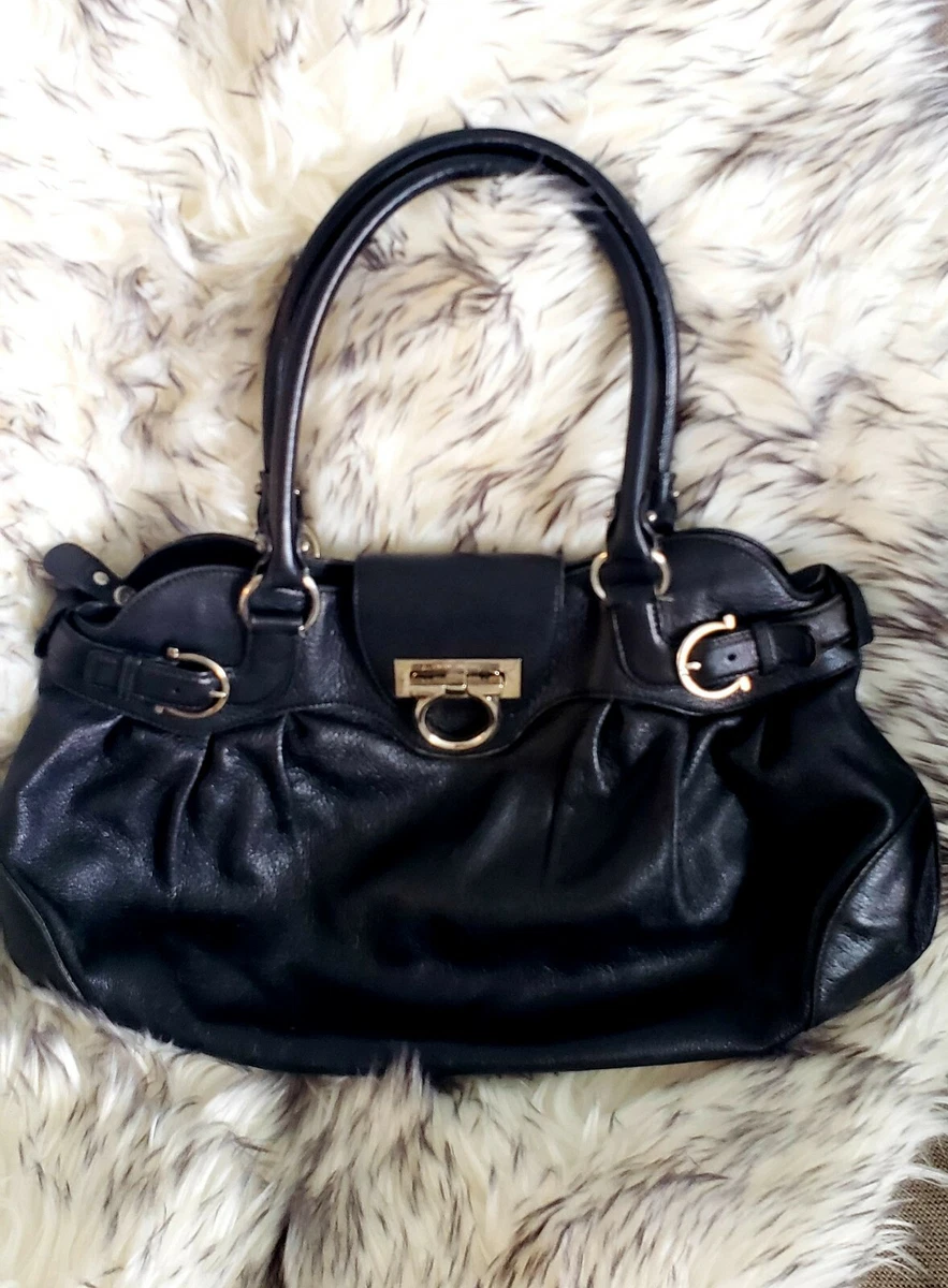 Salvatore Ferragamo Vintage Black Leather Tote Bag