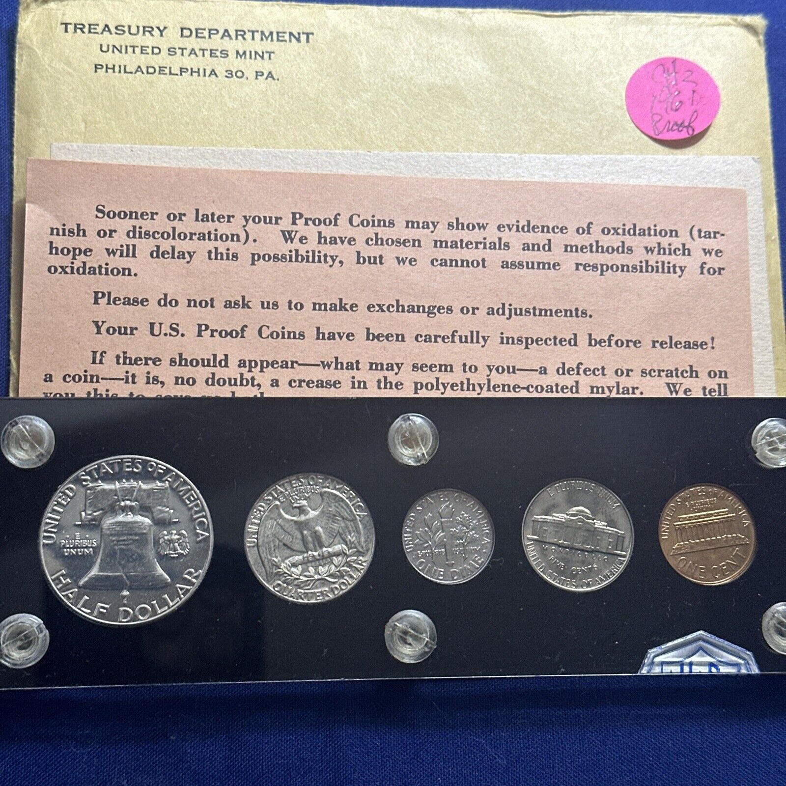 1961 Silver Proof Set Vintage Capital Holder W Mint Mark & OGP #CH2