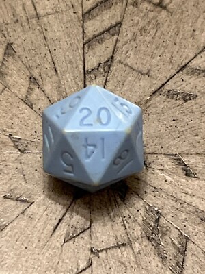 Vintage Mentzer d20 sky blue uninked rpg ad&d dice 120823@