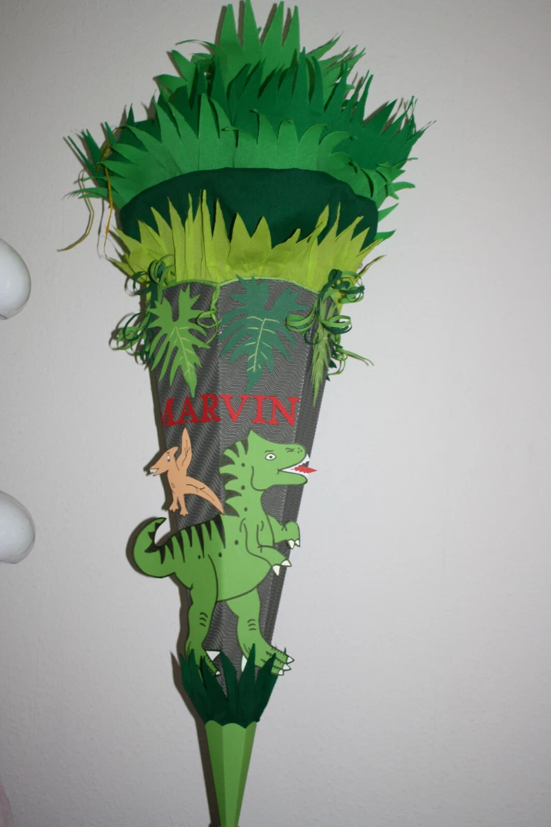 Dino Schultüte Goldbuch T-Rex Schultüte 70cm | Dino Zuckertüte Mit 3D Bild Einschulung Einschulung Geschenk