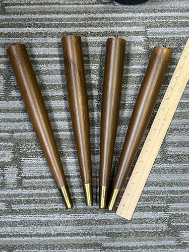 Vintage Set Of 4 Mid Century Modern Atomic Wooden Tapered Table Legs 14.5”