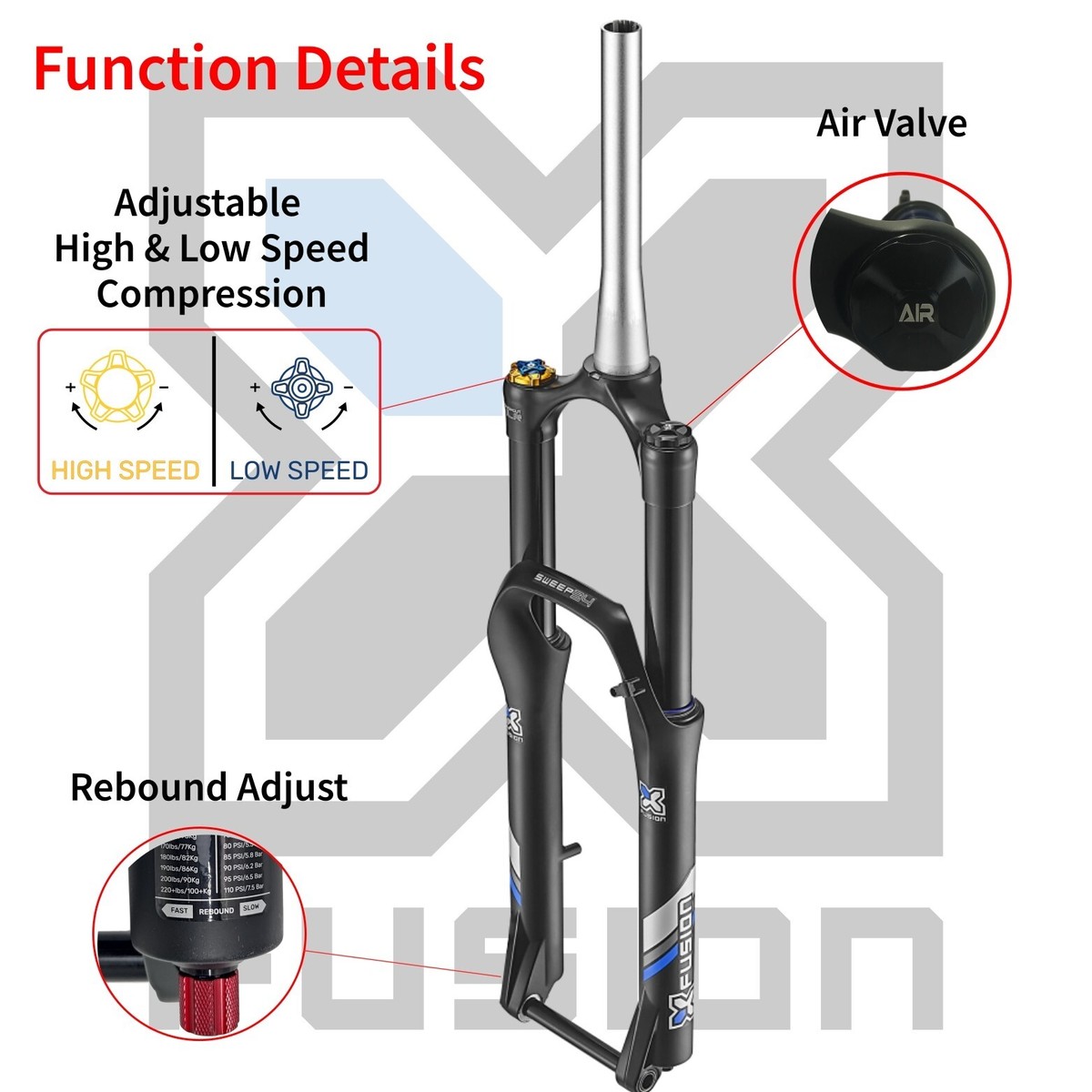 X FUSION SWEEP Boost RC/HLR MTB サスペンション X-Fusion Sweep Boost RC Fork - Reviews, Comparisons, Specs