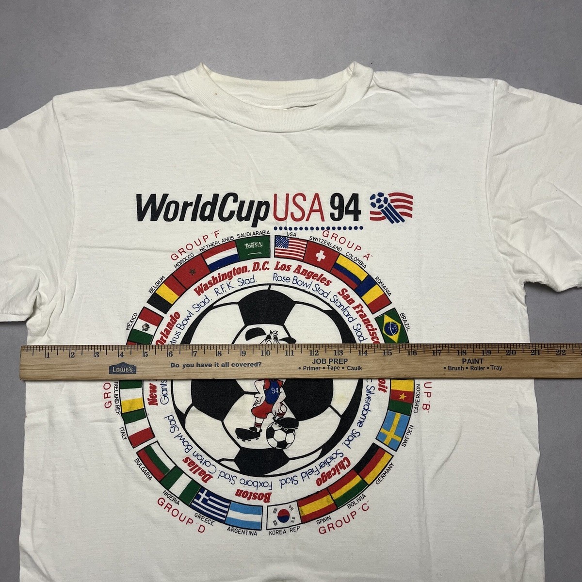 Vintage 90s World Cup 94 FIFA Soccer Striker T Shirt M | eBay