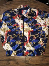 Pan Asia Vintage Track Jacket Nautical Gold Blue Red White Anchor Medium Hip Hop