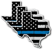 3 Texas Police Officer Thin Blue Line American Flag decal sticker graphic 3M car