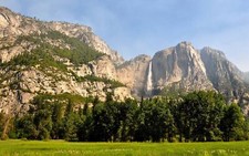 Landscape mountains waterfall yosemite falls Custom Gaming Mat Desk