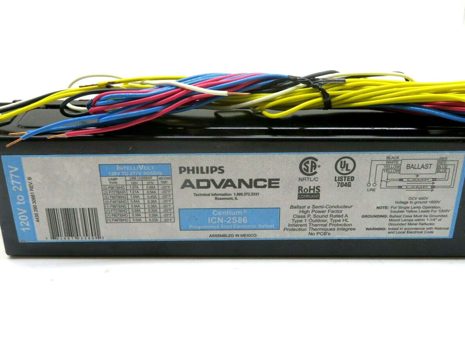 NEW PHILIPS ADVANCE ICN2S8635I BALLAST F96T8/HO ICN2S86 eBay