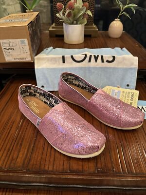 TOMS Big Girl's Youth Women classic Shoes Pink Glitter