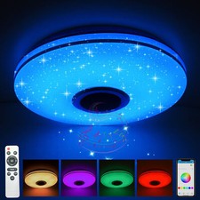 LED RGB Deckenlampe Dimmbar mit Bluetooth Musik Lautsprecher App Fernbedienung