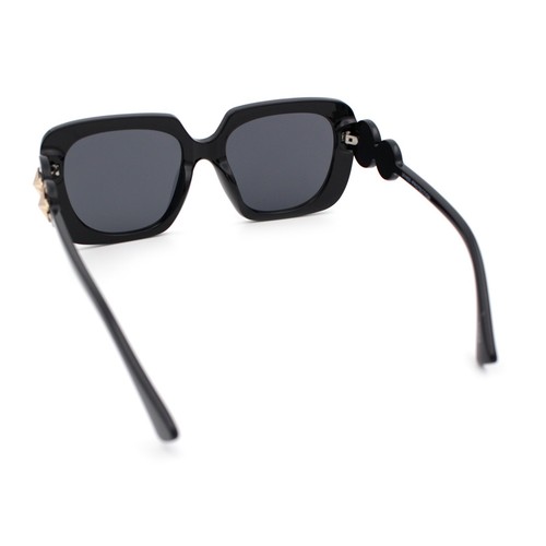 Lunettes de soleil femme épaisses rectangulaires clous étoiles bordure bijou bras diva - Photo 7/26