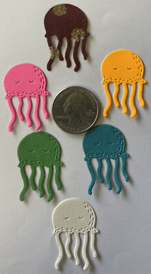 JELLYFISH Die-Cuts(6pc)1-1/4 x1 Ocean Water Saltwater Sting  Tentacles Free Swim