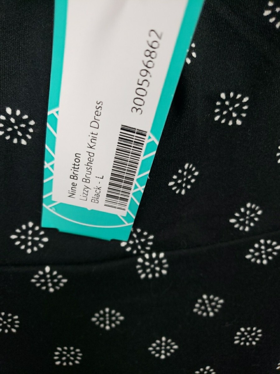 Nine Britton Women's Lizzy Brushed Knit Dress Womens Size L Black NWT Nine Britton Women's Lizzy Brushed Knit Dress Womens Size L Black NWT