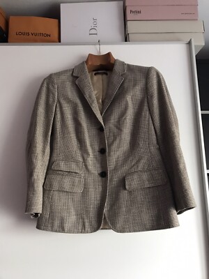 Windsor Damen Blazer Neu Gr 38 Mehrfarbig Cotton Mix Mini Hahnentritt Muster