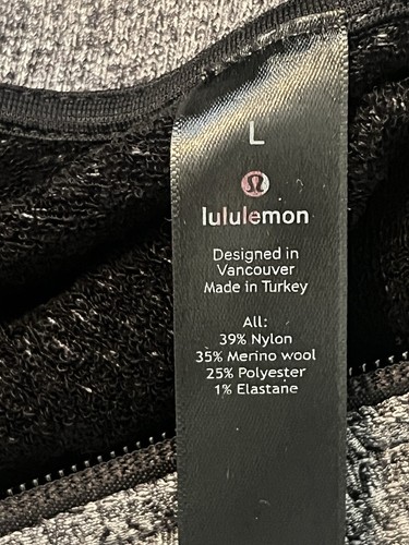 Chaqueta Lululemon Engineered Warmth •Hombres L•Lana Merino Gris Cremallera Completa Tren M3CLKS - Imagen 12 de 14