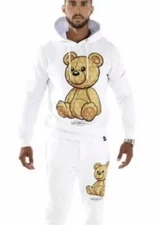 Avenue George V Paris Tracksuit Men's White jogging suit Hooded Sweatsuit