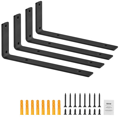 4 Pcs Shelf Bracket 10 x 6 in Heavy Duty Floating Shelf Brackets L Shelf