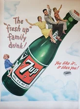 7UP Soda Pop Print Ad Vintage 1948 Ephemera Art Decor You Like it, It Likes You!