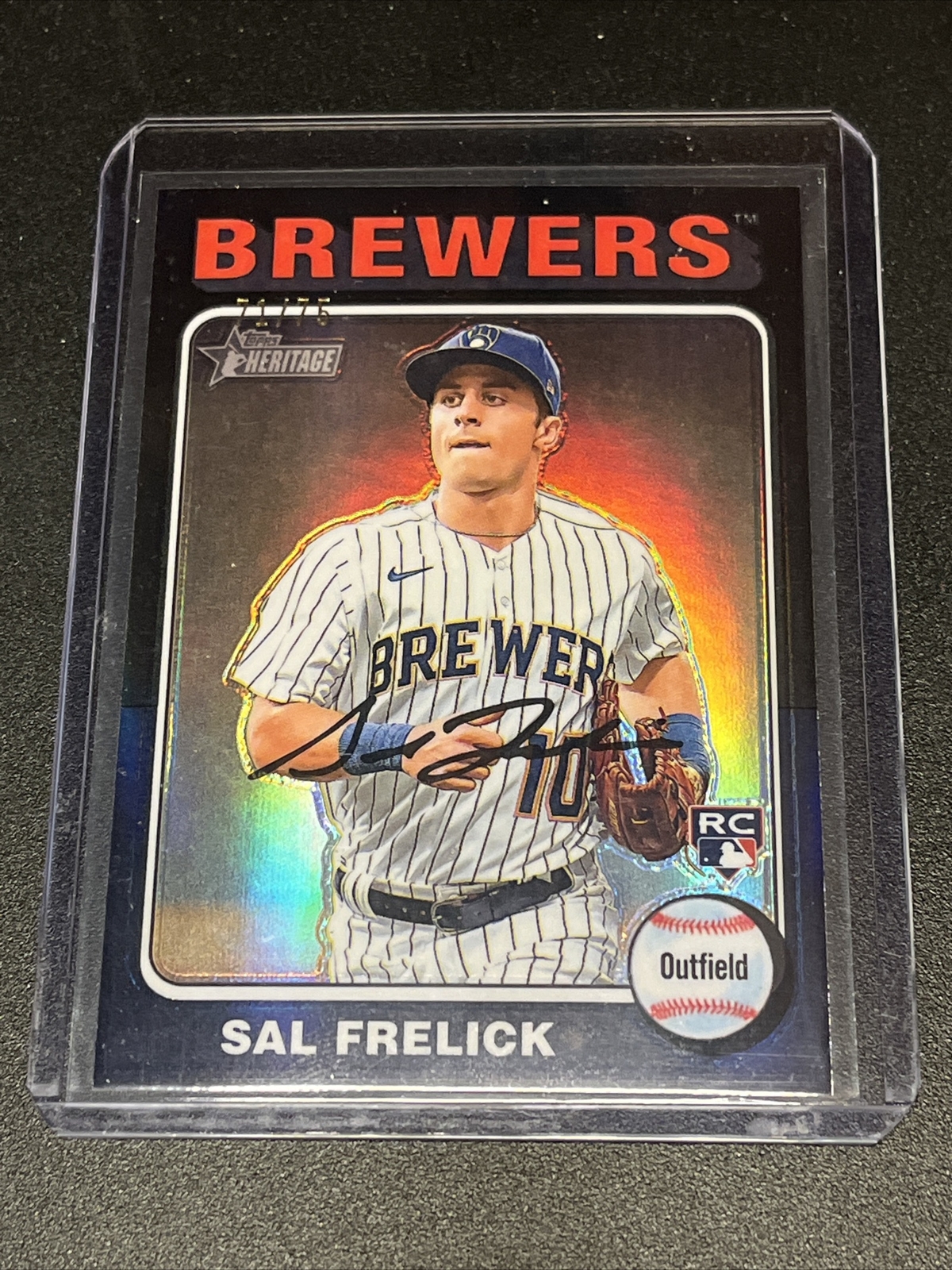 2024 Topps Heritage Sal Frelick RC 451 Black Chrome Refractor /75 1:789 Brewers