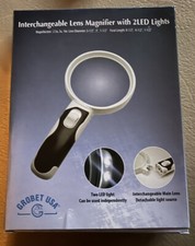 New Grobet USA Interchangeable Lens Magnifier With 2 LED Lights No. 29.916