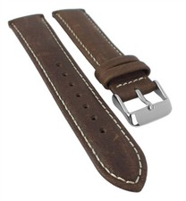 Bio-Kalb Bracelet Montre Cuir de Veau , Braun Avec Clair Couture 30112