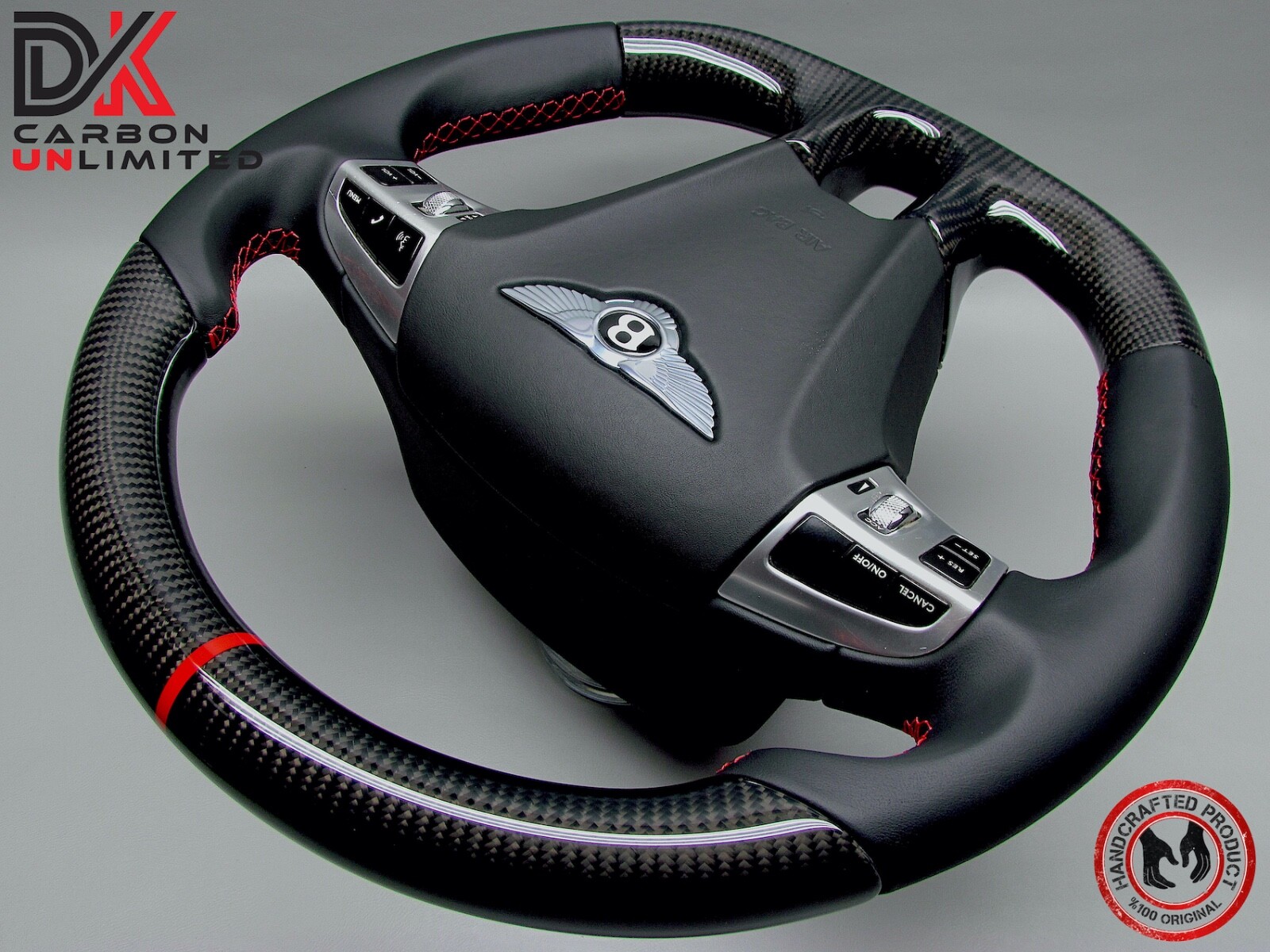 Bentley Continental GT 2011 Flying Spur Red Ring Napa Carbon Steering Wheel v1