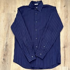 mens Calvin Klein Button Up dress shirt Size Medium. Navy Striped Modern Fit