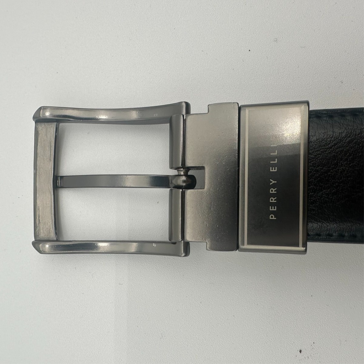 Perry Ellis Leather Belt Silver / White Color Block Medium Vintage Reversible Leather Belt – Perry Ellis main image 4