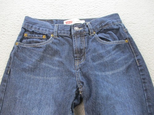 Levi's 505 Jeans Tag 27x27 Actual 26x25 Pants Straight 14 Reg Dark Wash Cowboy - Picture 2 of 13