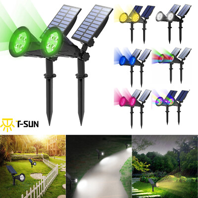 2Pcs Solar Power Spot Lights Outdoor LED Garden Lawn Landscape Path Wall Lamp US