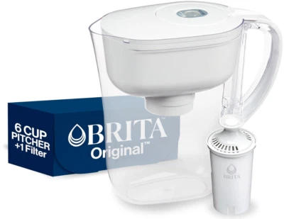 Brita Water Filter Pitcher Tap & Drinking Water with 1 Standard Filter 6-Cup