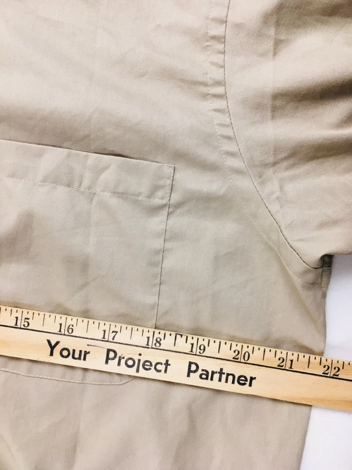 Chaps Shirt Men's Size 15-15.5 32/33 Solid Tan Classic Fit Twill Button Down - Image 4 of 4