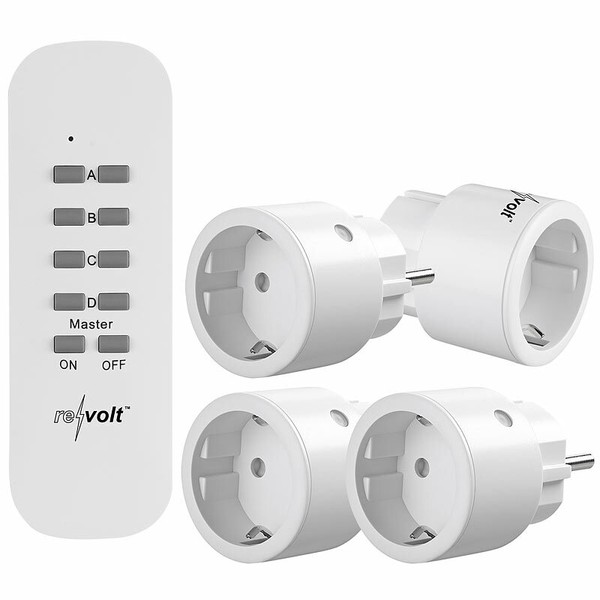 Revolt 4Er-Set Mini-Funksteckdosen Mit Fernbedienung, Bis 2.300 Watt, 50 M-image