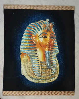 Ancient Egyptian King Tutankhamun Art, Pharaoh Painting, Black Wall Decor 30x40